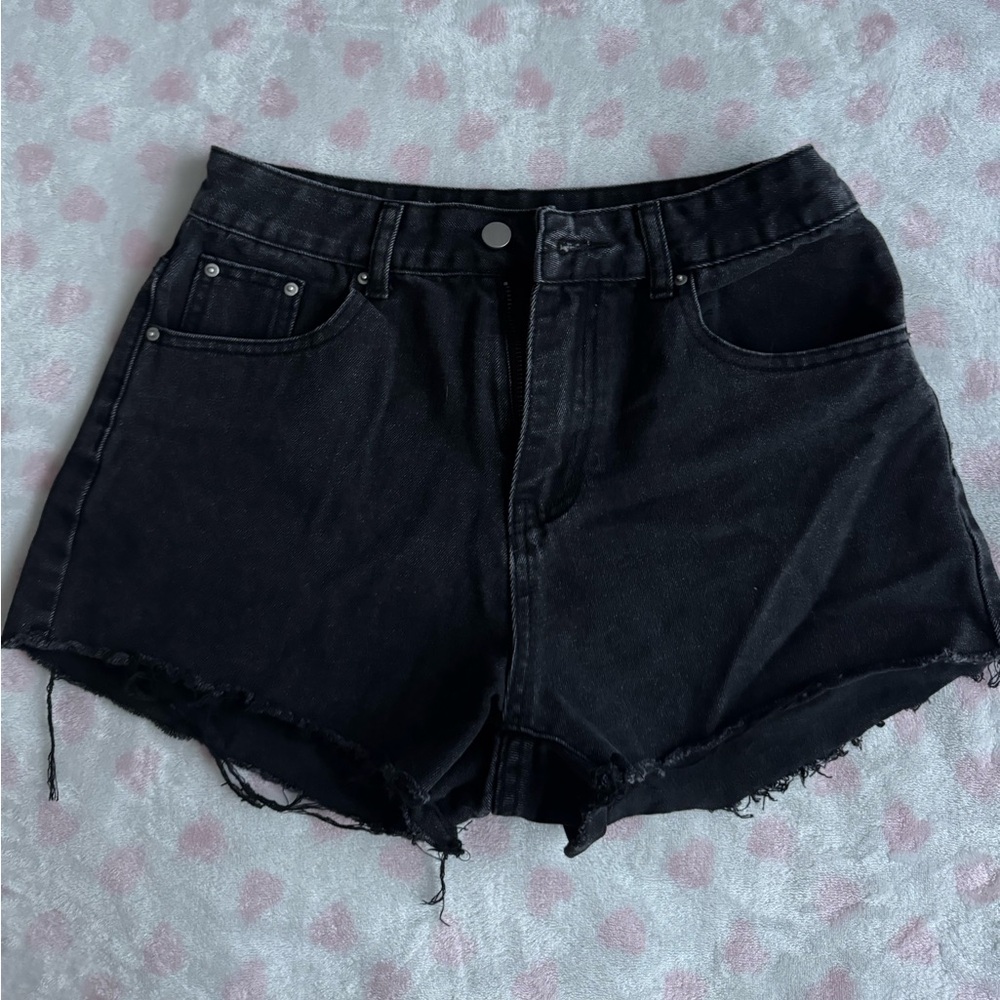 Black denim shorts